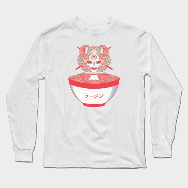 Monster Oni Girl Ramen Long Sleeve T-Shirt by cellsdividing